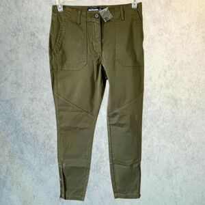 Guideboat Womens Pants Size 27 Green Mid Rise Tapered Leg Ankle Zip Casual Pants